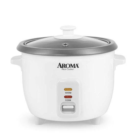 AROMA® Rice Cooker, 3-Cup (Uncooked) / 6-Cup (Cooked), Small Rice Cooker, Oatmeal Cooker, Soup Maker, Auto Keep Warm, 1.5 Qt, White, ARC-363NG