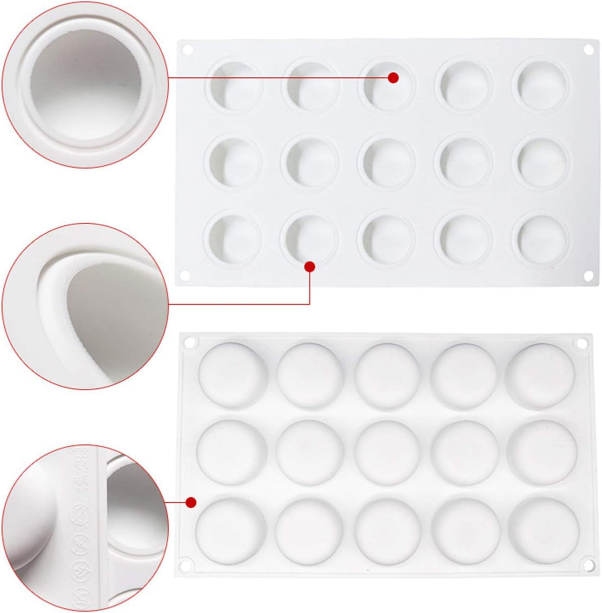 OCPO KITCHEN Stone Silicone Mold for Baking Mousse Cake, Candy, Pastry, Chocolate, Cupcake, Jelly, Cookie, Pudding, Cake Decoration Mold, 3D Stone Shape (15-Cavity)