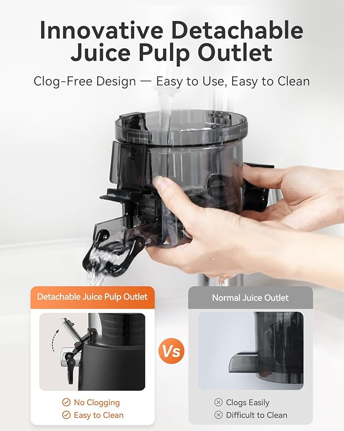 MOKKOM Cold Press Juicer, Updated Large Feed Chute Juice Extractor Machine, High Juice Yield, Slow Masticating Juicer Fit Whole Fruits Vegetables, Black