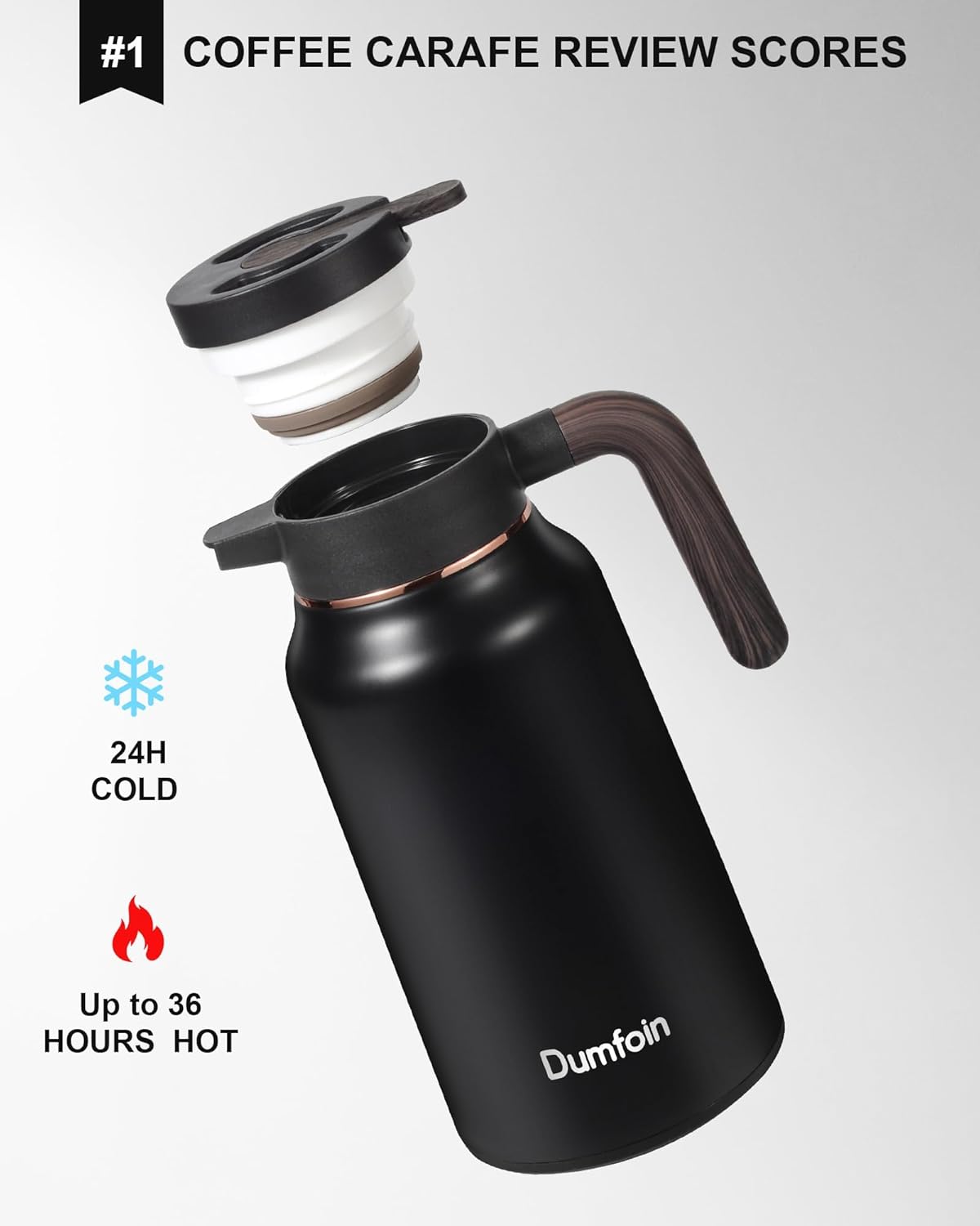 Carafes for Hot Liquids 70 oz - 12 Hour Stainless Steel Thermal Coffee Carafe-Insulated Coffee Carafes For Keeping Hot/Cold Coffee, Tea, Water, Drink Dispenser for Parties(2 Black)