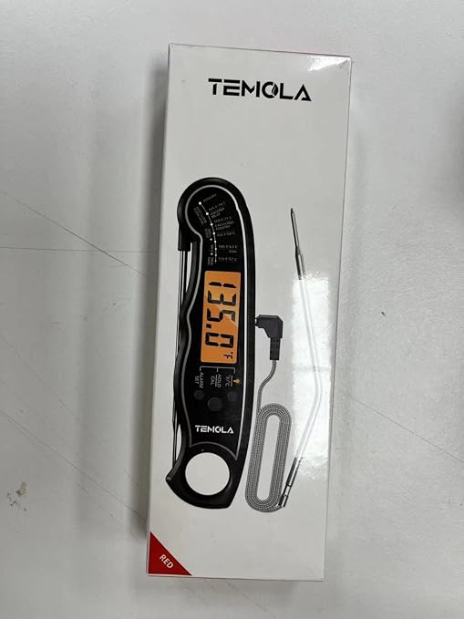 TEMOLA Meat Thermometer, Instant Read Food Thermometer for Cooking, Digital Food Thermometer with LCD Backlight for Candy Fry Grill BBQ Liquids, Kitchen Oven Safe Dual Probe 2 in 1 Thermometer