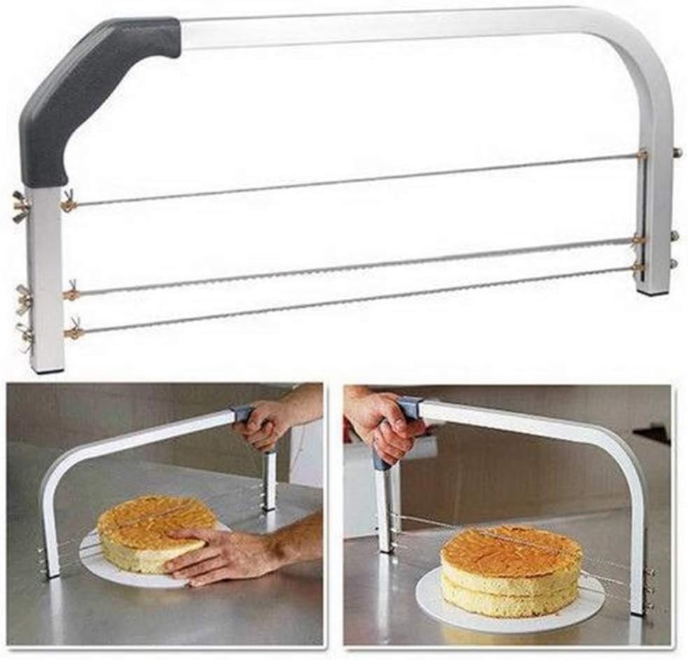 Cake Leveler,304 Stainless Steel 3 Blades Adjustable Layer Cake Cutter,DIY Cake Slicer Kitchen Baking Tools Accessories,Household Cake Tools Baking and Pastry Tools,for Cake Making(Silver)