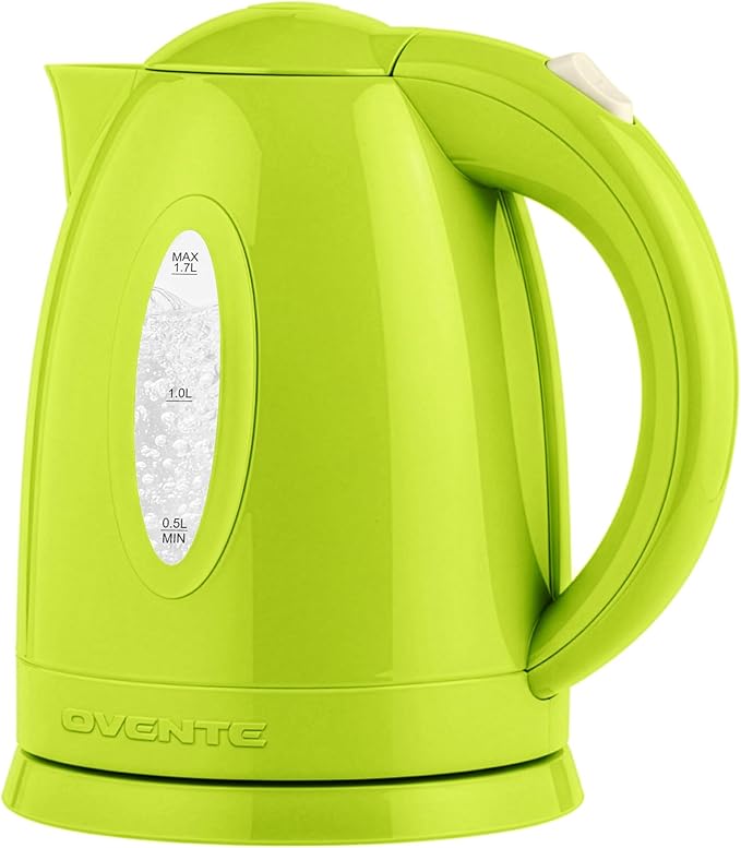 OVENTE Electric Kettle, 1.7L Fast Boiling Water Heater for Coffee or Tea, BPA Free with Water Level Gauge, Auto Shut-Off, Boil-Dry Protection, Indicator Light and Removable Filter, Green KP72G