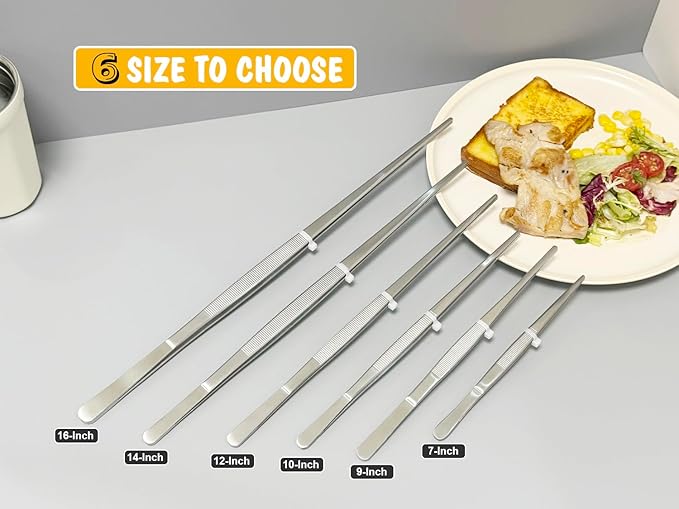 JETKONG 16 Inch Cooking Tweezers Extra Long Kitchen Tweezers, Large Stainless Steel Tweezer Tongs for Cooking Grilling and BBQ