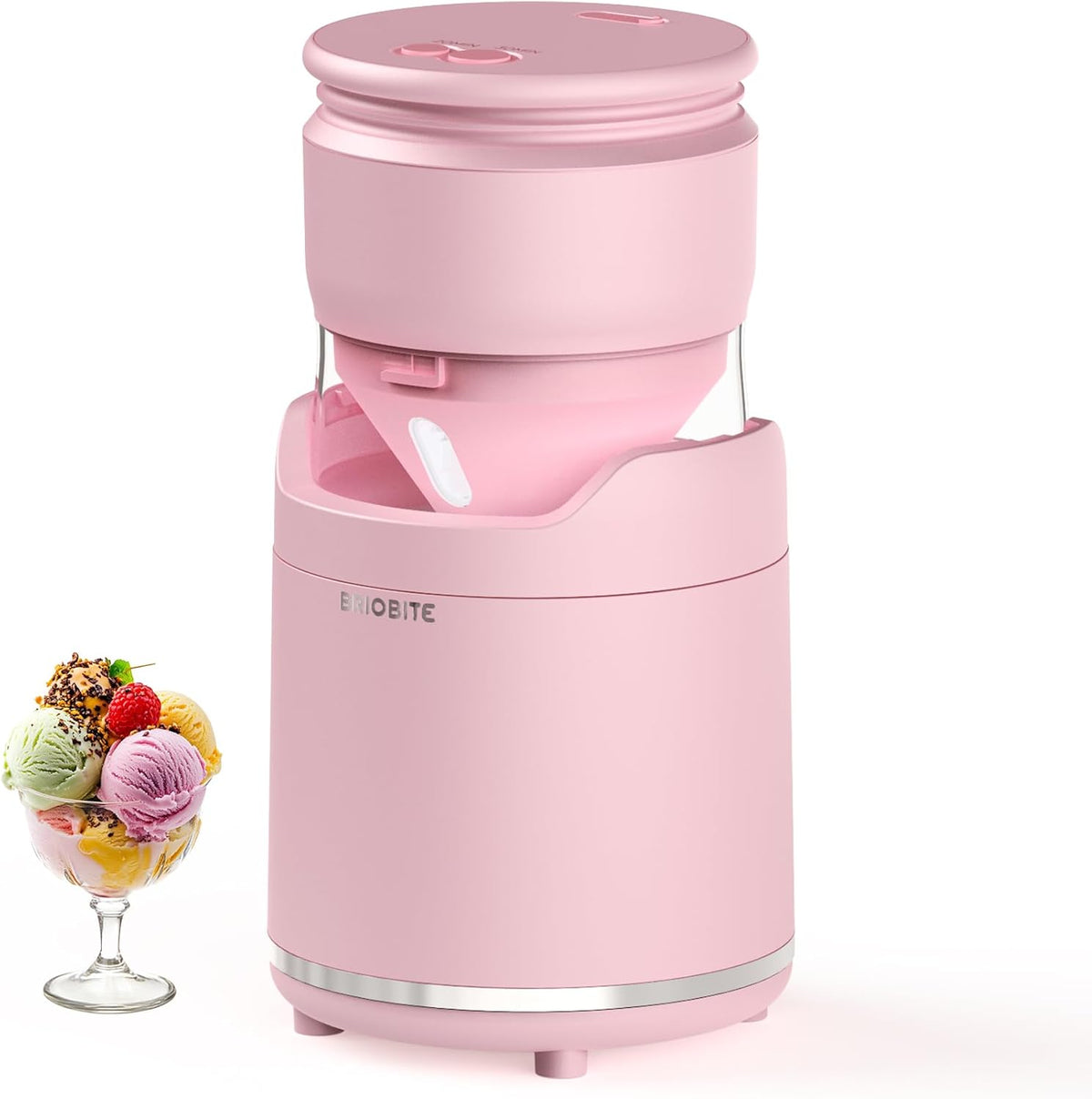 Soft Serve Ice Cream Maker Machine – Rechargeable Compact for Homemade Gelato,Sorbet & Frozen Yogurt, Stylish Pink Design,Perfect for 1-2 Servings,Best Gift for Couples & Families