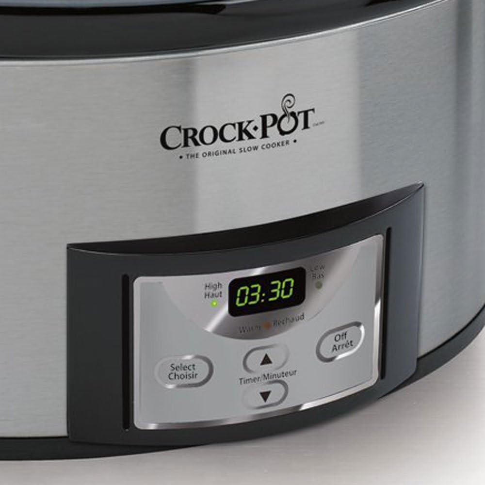 Crock-Pot 6 Quart Cook & Carry Programmable Slow Cooker with Digital Timer Stainless Steel (CPSCVC60LL-S) pack of 1