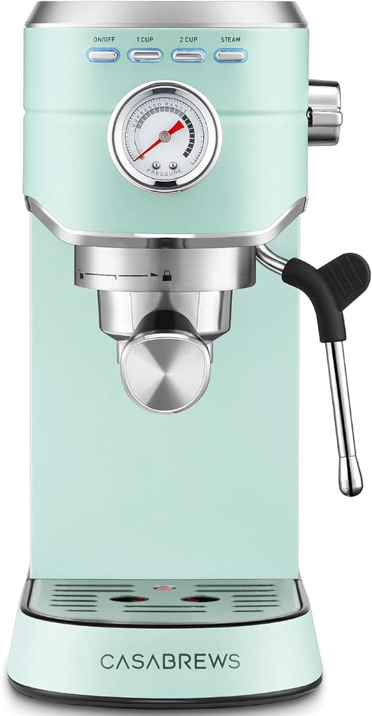 CASABREWS CM5418 Espresso Machine 20 Bar, Compact Espresso Maker with Steam Milk Frother, Stainless Steel Coffee Machine with 34oz Removable Water Tank for Cappuccino Latte, Pastel Green