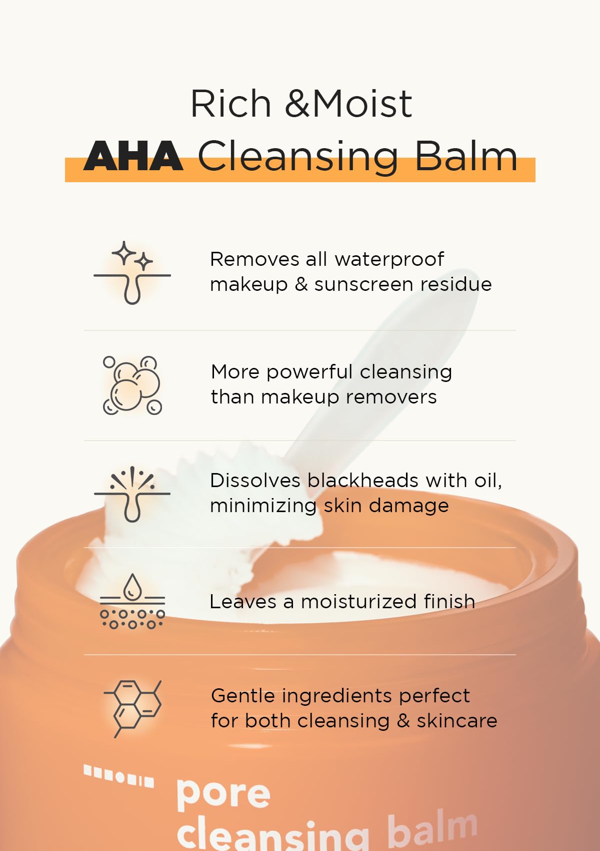 Hanskin AHA Pore Cleansing Balm for Dry Skin, Makeup Remover, 2.82 oz