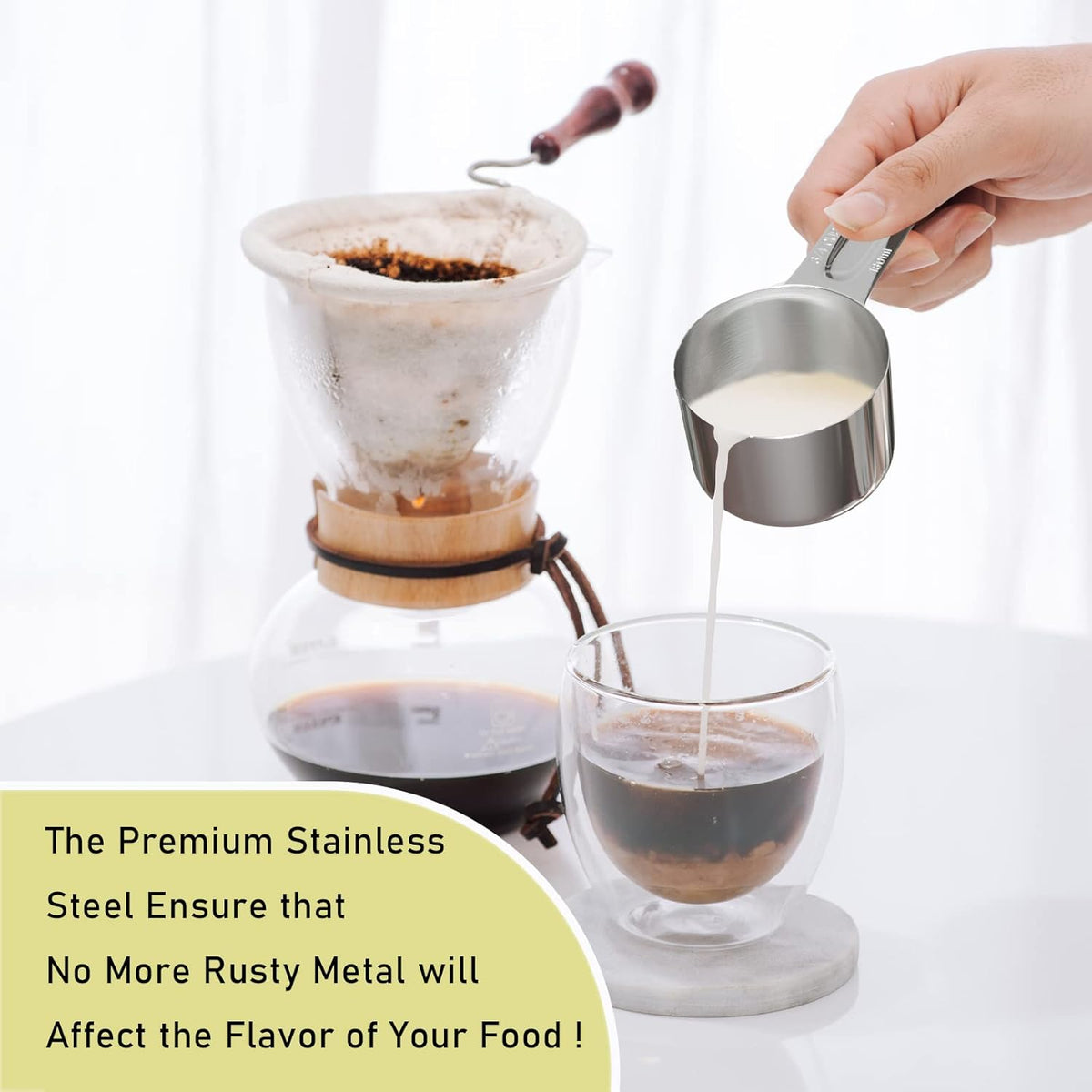 1PCS 3/4Cup (180ml, 6oz) Single Measuring Cup, Stainless Steel Measure Scoop, Metric and US Measurement, Dishwasher Safe