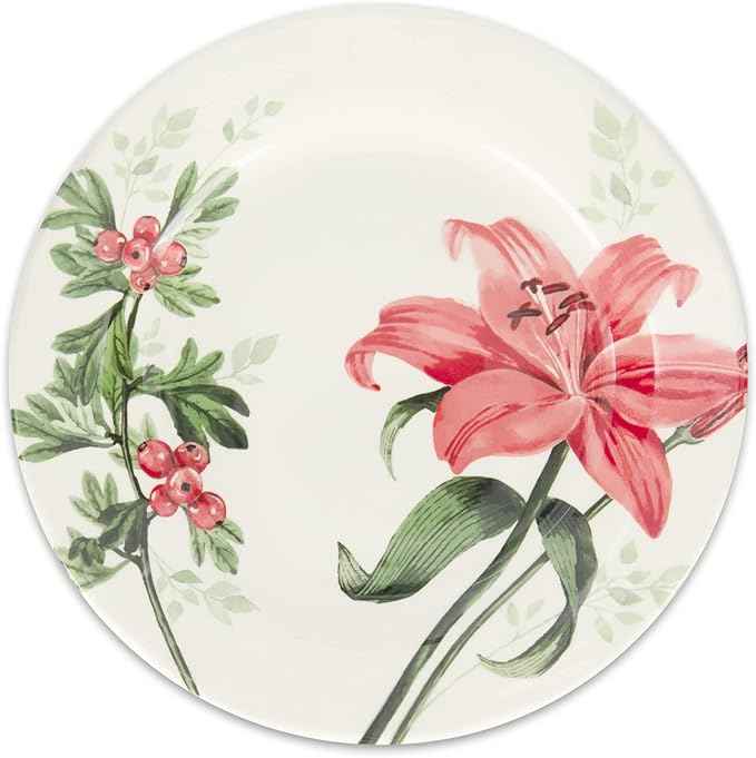 Tudor Royal Collection 24-Piece Round Dinnerware Set, Service for 6, Rosemary Design, Summer Flowers, Plates Bowls Mugs Dishes, High-Gloss Premium Quality