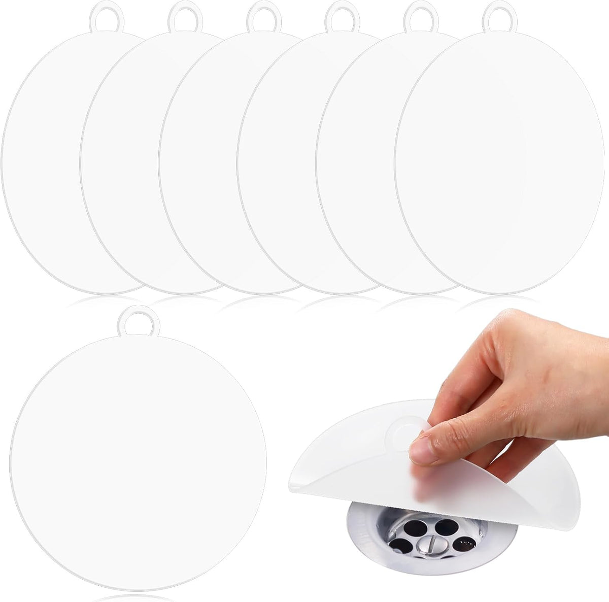 Yinkin 6 Pcs Drain Covers to Keep Bugs Out Silicone Shower Floor Tub Stoppers Bathtub Drain Stoppers Sewer Anti-Odor Mats Deodorizing Plugs for Bathroom(6 x 6 Inch,Round,White)