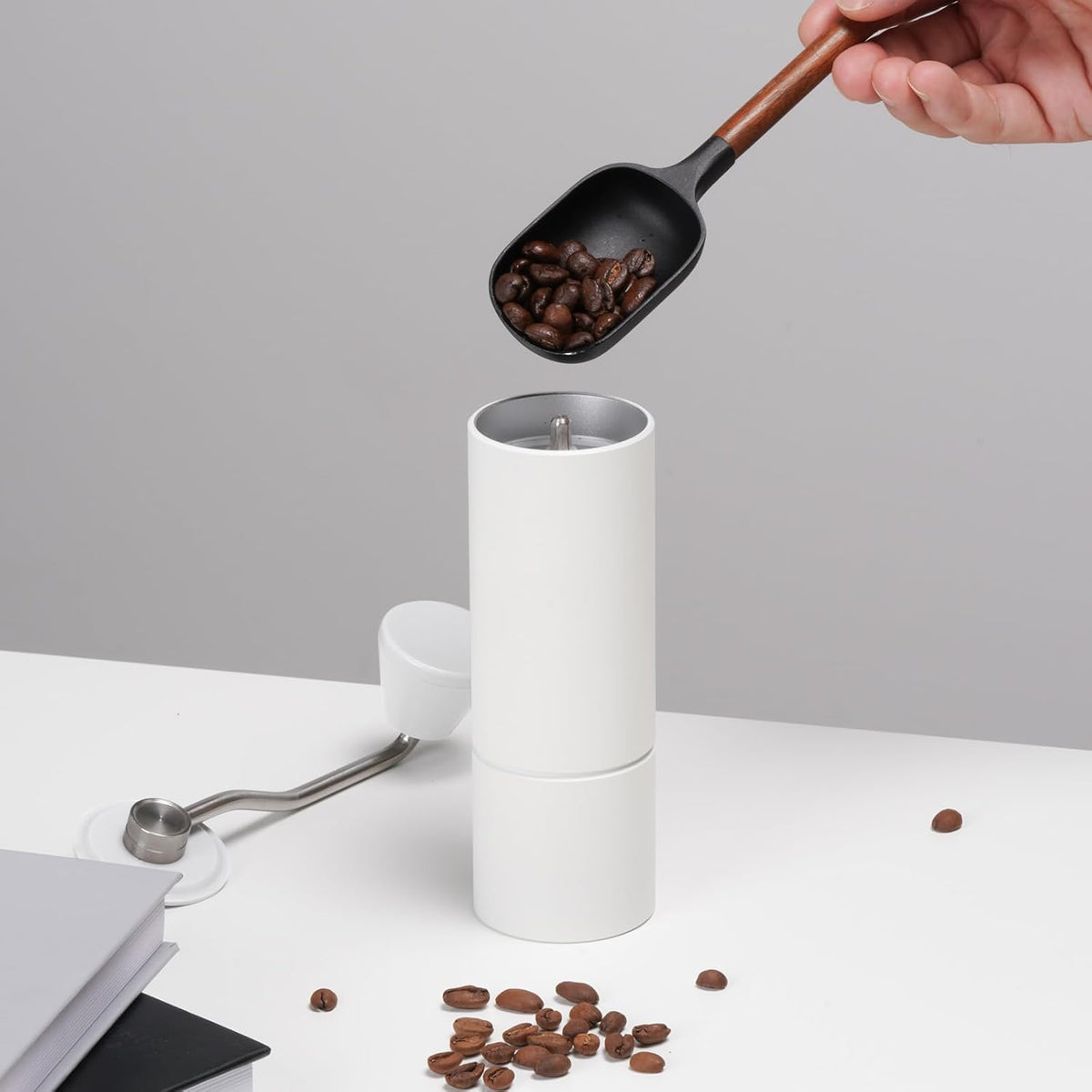 TIMEMORE Manual Coffee Grinder Stainless Steel Conical Hand Grinder Burr Chestnut C2S Internal Adjustable Setting Capacity 20g Pour Over Mocha Coffee for Travel, Camping, Home White
