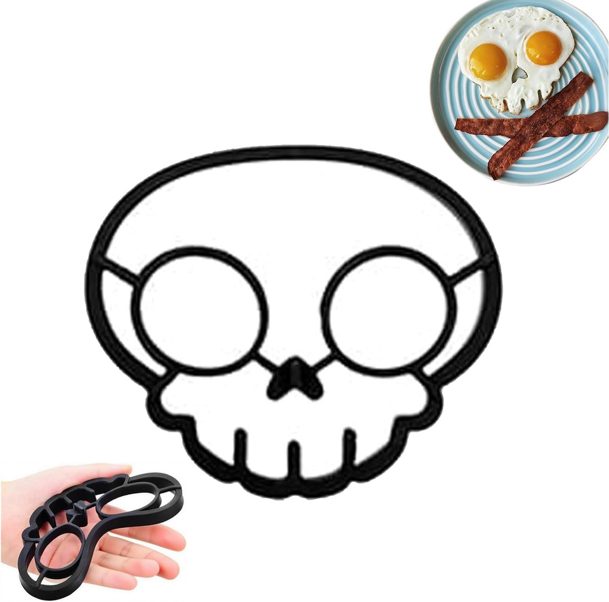 Halloween Horror Skull Egg Mold – Funny Silicone Skeleton Omelette & Pancake Maker, Fried Egg Cooking Mold for Spooky Breakfast, DIY Kitchen Gadget (1pc skull)