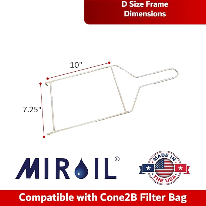 Miroil CONE2B Small Fryer Filter Bag & D Size Frame, MirOil EZ Flow Filter Bag and Frame Combination Set, Ideal for use with MirOil 30L Oil Caddy, Part 02742, Durable, Easy to Clean with Hot Water