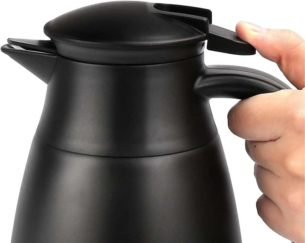 2pcs 70oz Coffee Carafe Airpot Insulated Coffee Urn Stainless Steel Vacuum Thermal Pot Dispenser for Coffee, Hot Water, Tea, Hot Beverage - Keep 12 Hours Hot, 24 Hours Cold (Black)