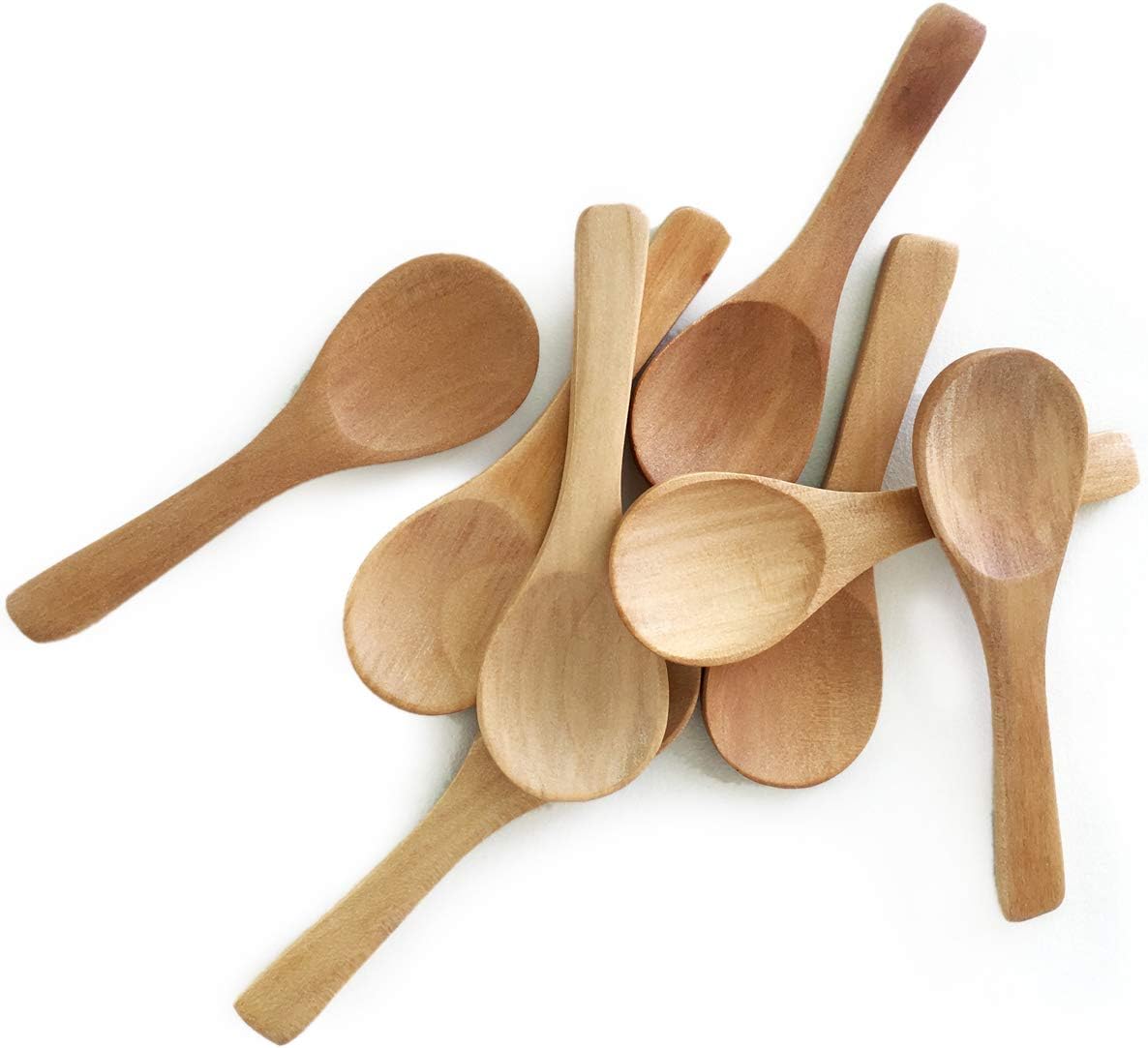 50 Pieces Small Wooden Spoons, Short Handle Mini Condiments Salt Spoons Nature Wooden Honey Teaspoon Coffee Tea Jam Mustard Ice Cream Milk Powder Spices (Natural Wood Color)