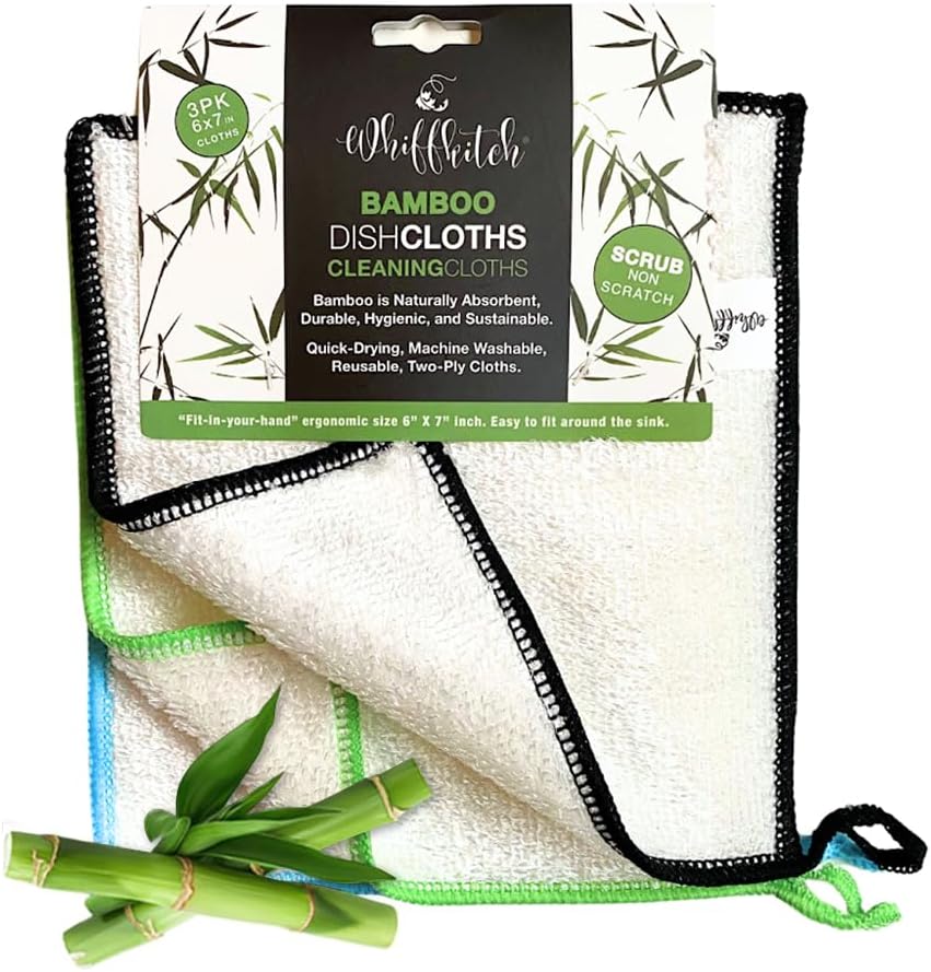 Whiffkitch Dish Cloths & Dish Towels for Kitchen - Reusable, Hygienic, Quick Drying, Durable Kitchen Washcloth, Absorbent, Scrub-Non-Scratch, 6x7 Inches Multi Color, 3 Pack
