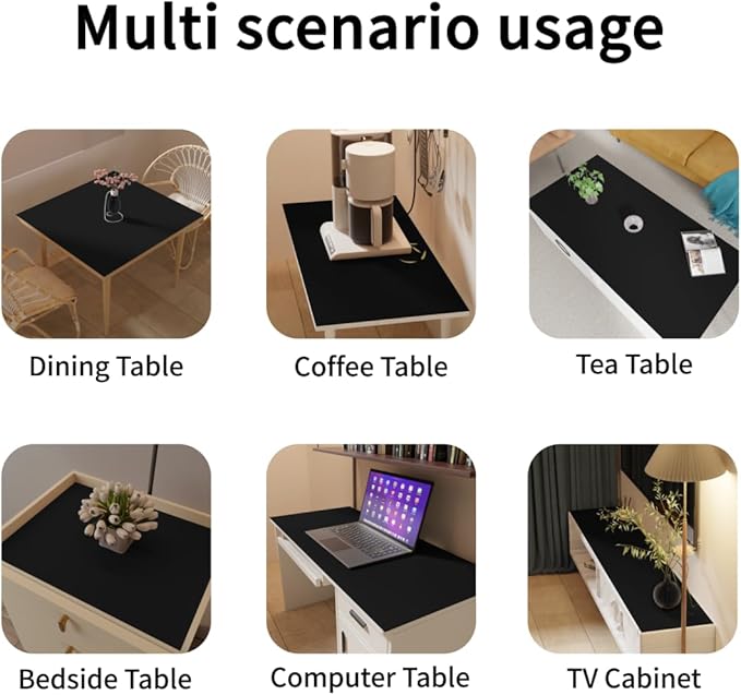 Leather Desk Mat,1.8mm Thick,15.75x63 Inch Desk Cover,Desk Protector Mat,Dresser Cover Top,Leather Table Cover,Side Table Cover,Office Desk Cover,Office Table Cover(Black+Black,15.75x63)