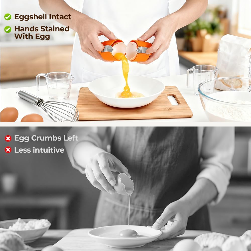 Egg Shell Opener, 2026 Upgrade Egg Peeler, Stainless Steel Egg Slicer for Hard Boiled Eggs, Egg Peeling Tool, Hard Boiled Egg Peeler, Egg Shell Cutter for Boiled Egg (Orange)