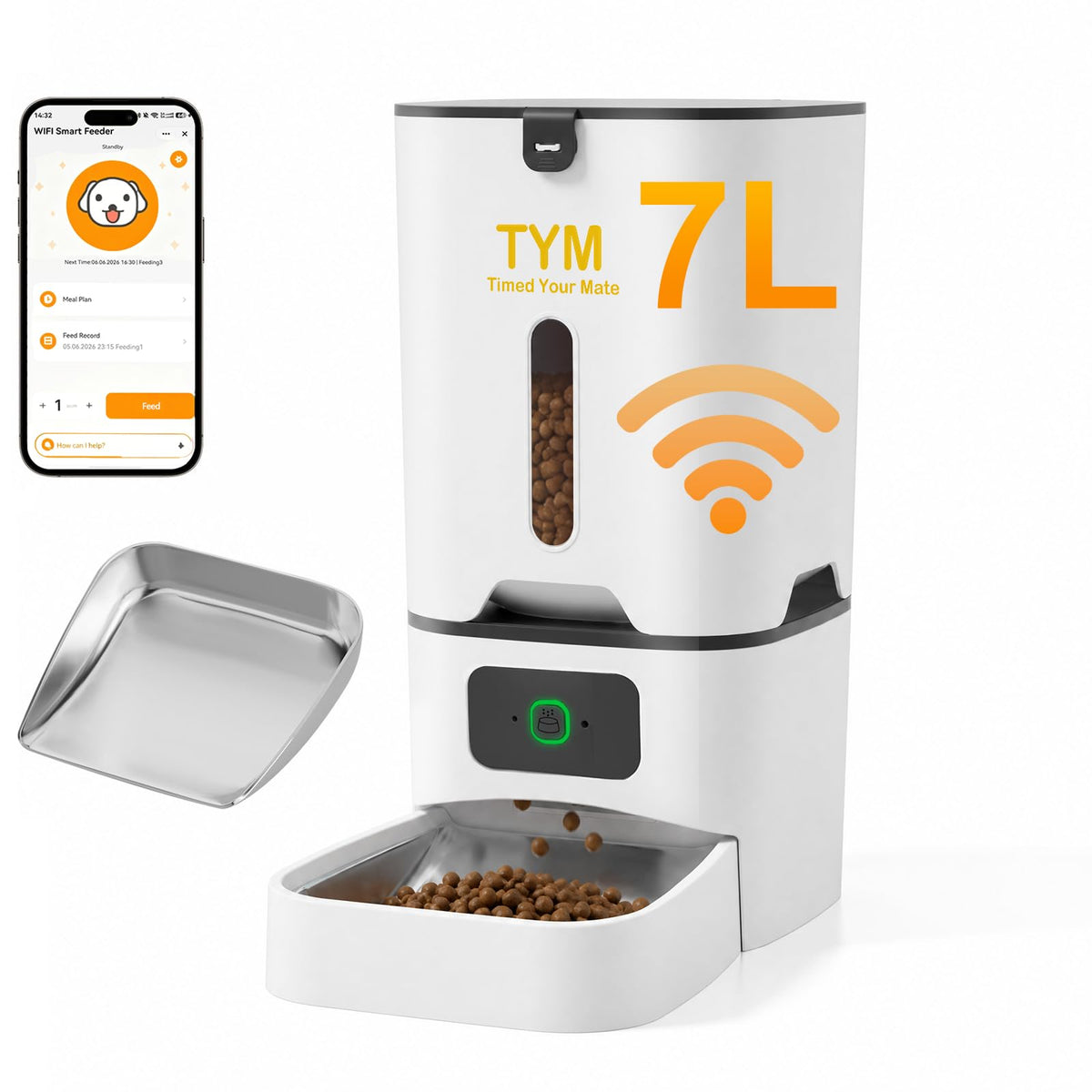 7L Automatic Cat Feeder, WiFi Timed Food Dispenser for Cats Small Pets