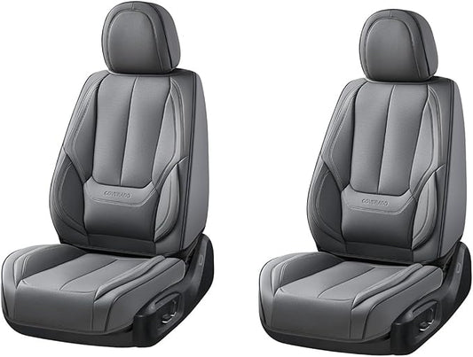 Coverado Seat Covers, Car Seat Covers Front Seats, Car Seat Cover, Car Seat Protector Waterproof, Car Seat Cushion Nappa Leather, Gray Seat Covers Carseat Cover Universal Fit for Most Cars
