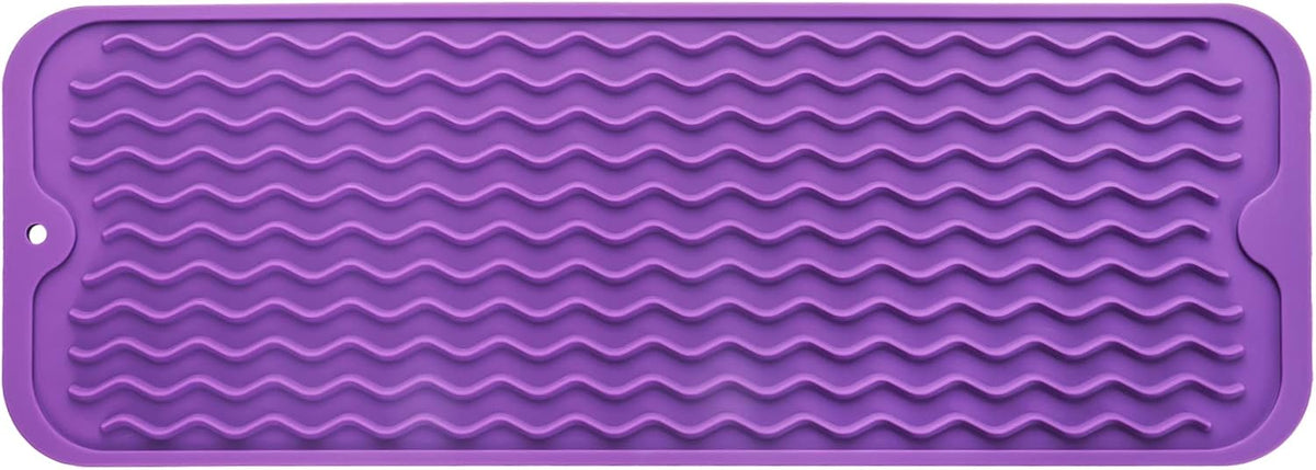 Silicone Dish Drying Mat for Multiple Usage,Easy clean,Eco-friendly,Heat-resistant Silicone Mat for Kitchen Counter,Sink,Bar,Bottle,or Cup Purple M 17 inches x 6 inches