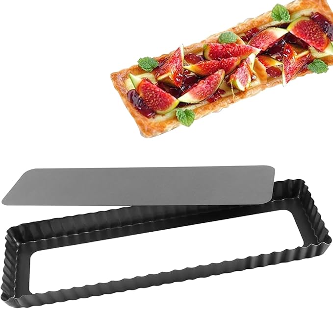 Rectangular Tart Pan 14 Inch Nonstick Quiche Pie Pan with Removable Bottom Tart Pan for Pies, Quiche Bakeware, Cheese Cakes, Desserts