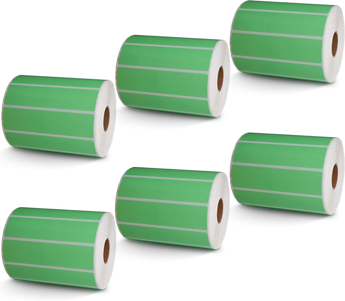 BETCKEY - 4" x 1" Multipurpose Labels Compatible with Zebra & Rollo Label Printer,Premium Adhesive & Perforated[Green, 6 Rolls, 8250 Labels]
