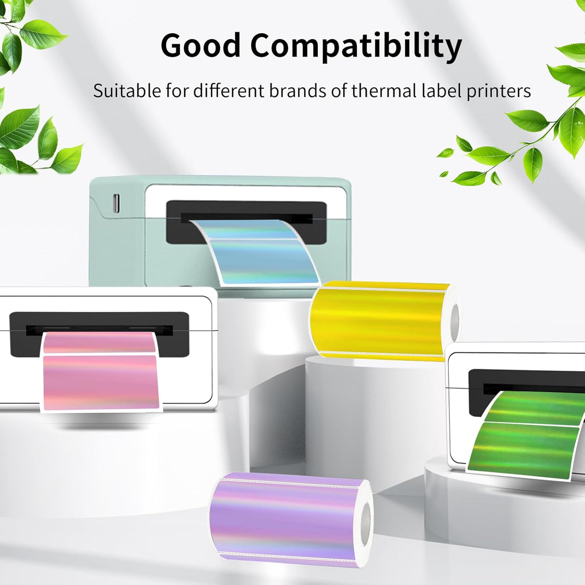2x4 Inch Holographic Thermal Labels, Gold Direct Thermal Stickers Label, Self-Adhesive Glitter Thermals Printer Sticker Labels, Perforation Line Design- 200Pcs/ 1 Roll