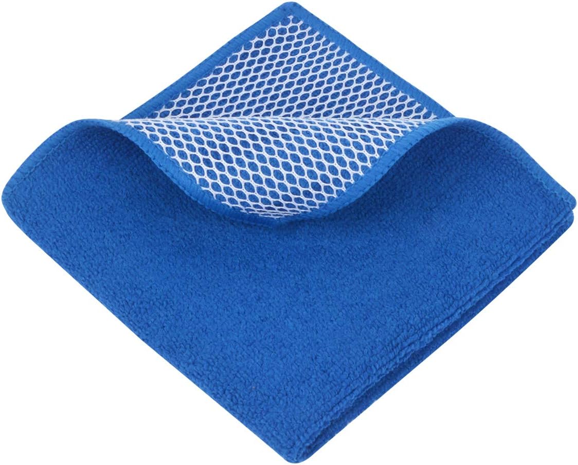 SINLAND Absorbent Microfiber Dish Cloths for Washing Dishes Best Kitchen Cloths Cleaning Cloth with Poly Scour Side 12Inchx12Inch 5 Pack Dark Blue