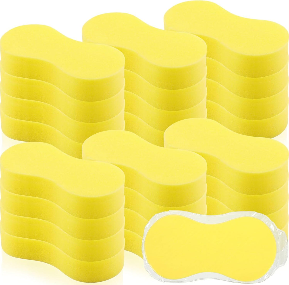 Vesici 24 Pack Large Sponges Bulk Multi-Purpose Extra Large Sponge for Washing Cars Field Day Water Games Household Cleaning Car Boat Bike Kitchen Bathroom Vacuum Compressed Packing (Bright Yellow)