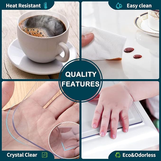 Clear Plastic Laptop Desk Cover Writing Table Cover Protector 15x19 in Transparent Rectangular Tablecloth 1.5mm Thick Vinyl Table Pad Protector Mat for Kitchen Countertop Dining End Table Night Stand