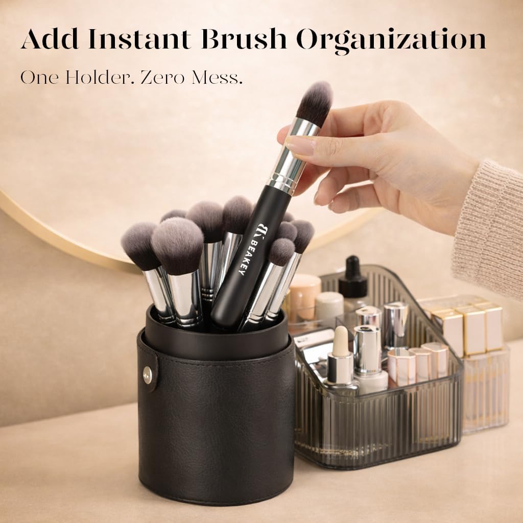 BEAKEY Makeup Brush Set,13 Pcs with Case,10 Brushes and 2 Sponges