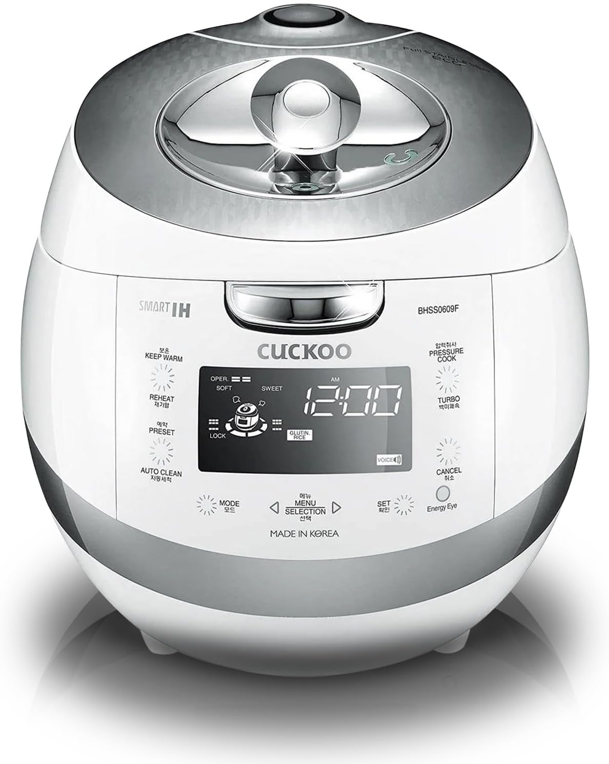 CUCKOO CRP-BHSS0609F 6-Cup (Uncooked) / 12-Cup (Cooked) Induction Heating Pressure Rice Cooker with Nonstick Inner Pot, 16 Menu Modes, Fuzzy Logic Tech, 3 Voice Guide, Auto Clean (White)