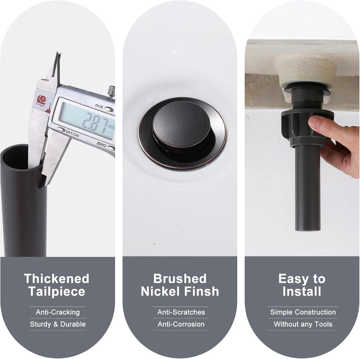 ALEASHA Bathroom Sink Drain with Overflow Vessel Sink Stopper,Pop Up Drain for Bathroom Sink Pop Up Drain Stopper for Hair Catcher,Oil Rubbed Bronze