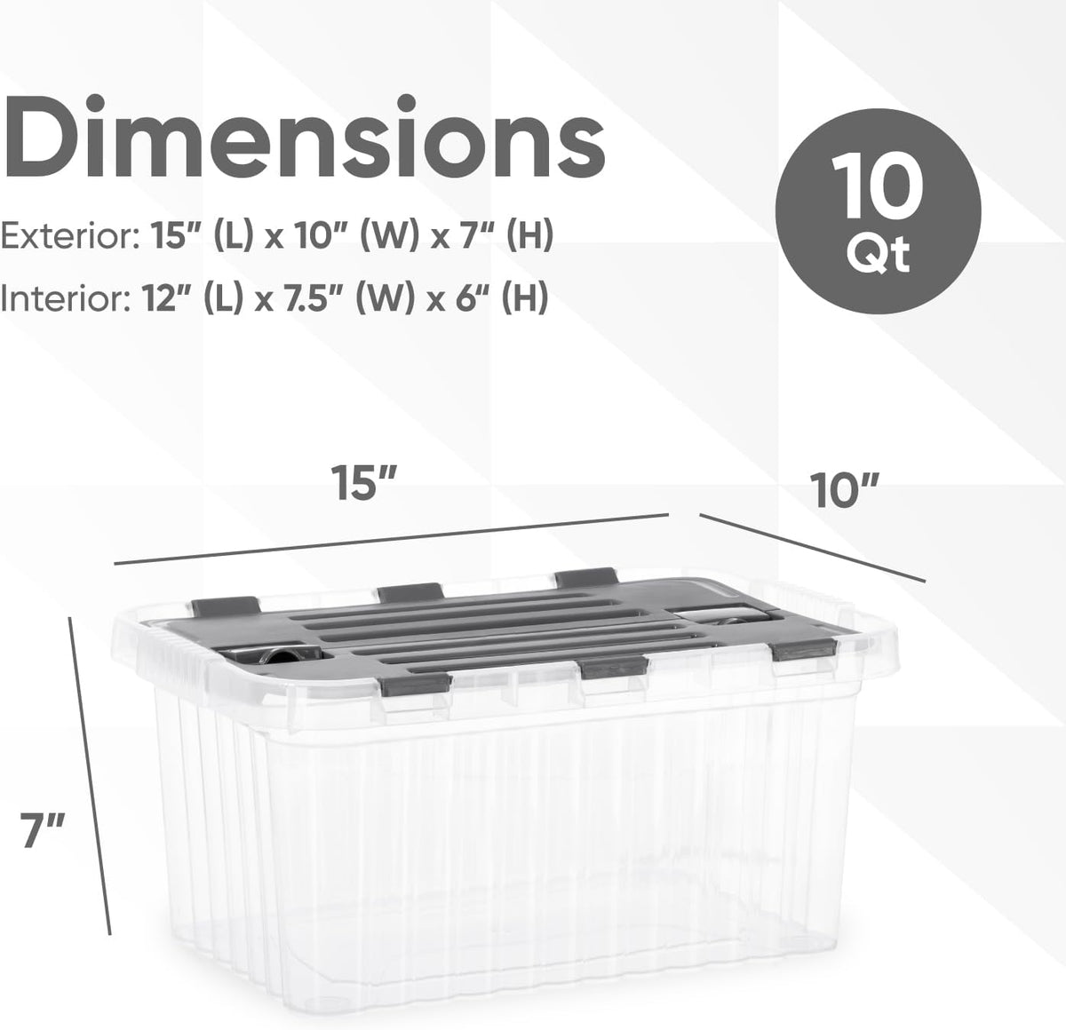 Superio Storage Bins with Lids, Clear Plastic Containers for Organizing, Stackable Totes, BPA Free, Odor Free, Organizer Boxes for Home, and Dorm (4 Pack, 15"x10"x7")