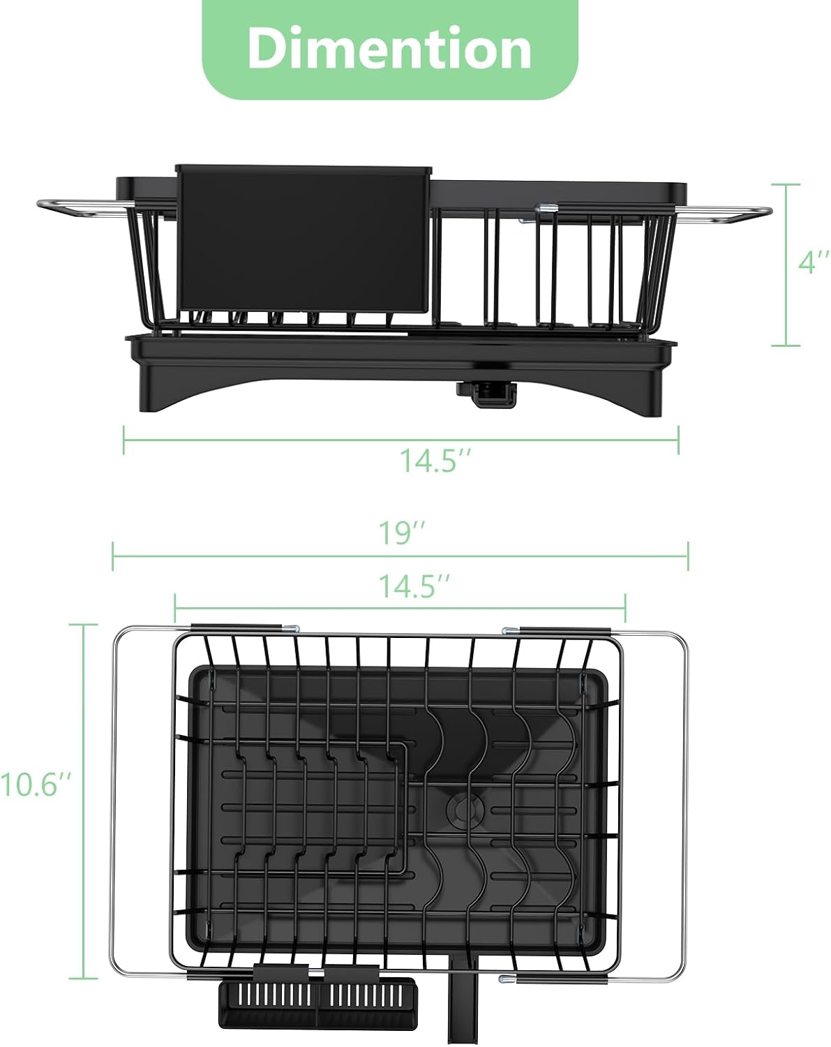 LEMIKKLE Roll Up Dish Drying Rack, Over The Sink Dish Drainer Rack, Foldable Sink Drying Rack, Anti-Slip Silicone Wrapped Dish Drainer for Kitchen Counter