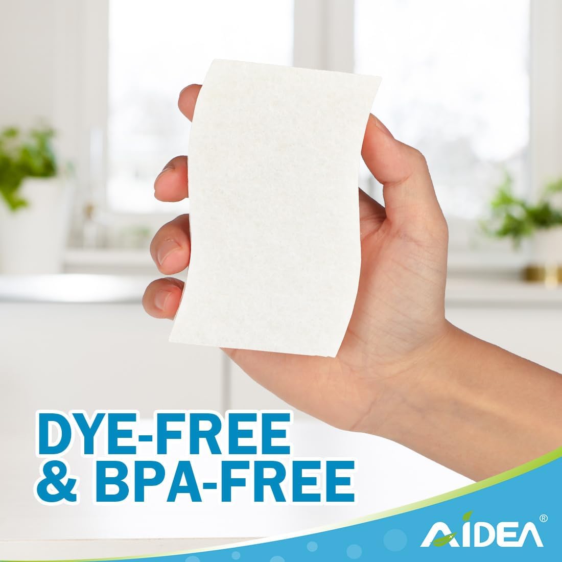 AIDEA Non-Scratch Scrub Sponge-6Count, Sponges Kitchen, Natural Sponge for Non-Stick Cookware, Cellulose Sponges for Dishes, Cleaning Power for Kitchen, Bathroom, Household