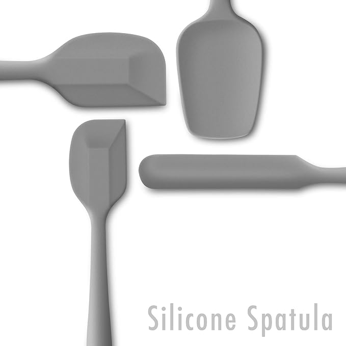 4 Piece Silicone Spatula Set, Flexible Heat Resistant Non-scratch Baking Cooking Rubber Spatulas with Stainless Steel Core, Gray