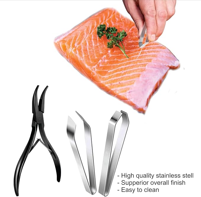Fish bone tweezers deboner tool for salmon – fish tweezers bones remover pliers deboning tweezer tool, fish bone pliers pin bones deboner, stainless steel fish cleaning tools