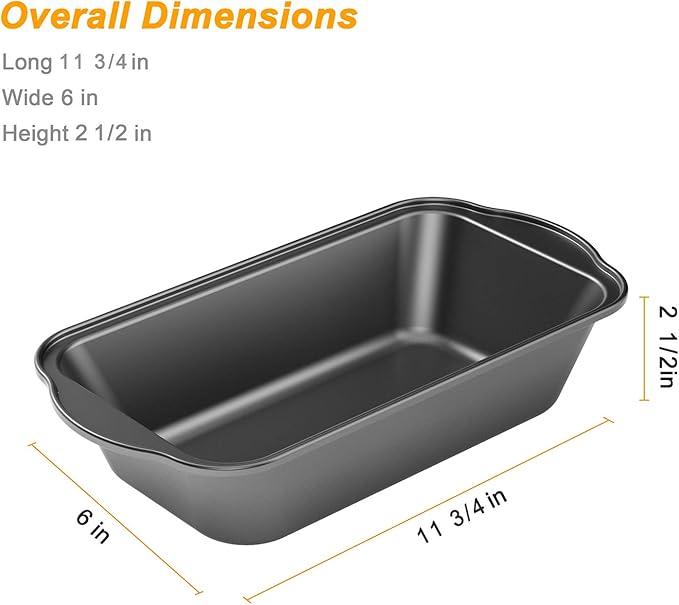 Tiawudi 3 Pack Nonstick Carbon Steel Baking Bread Pan, Large Loaf Pan, 9 1/2" x 5"