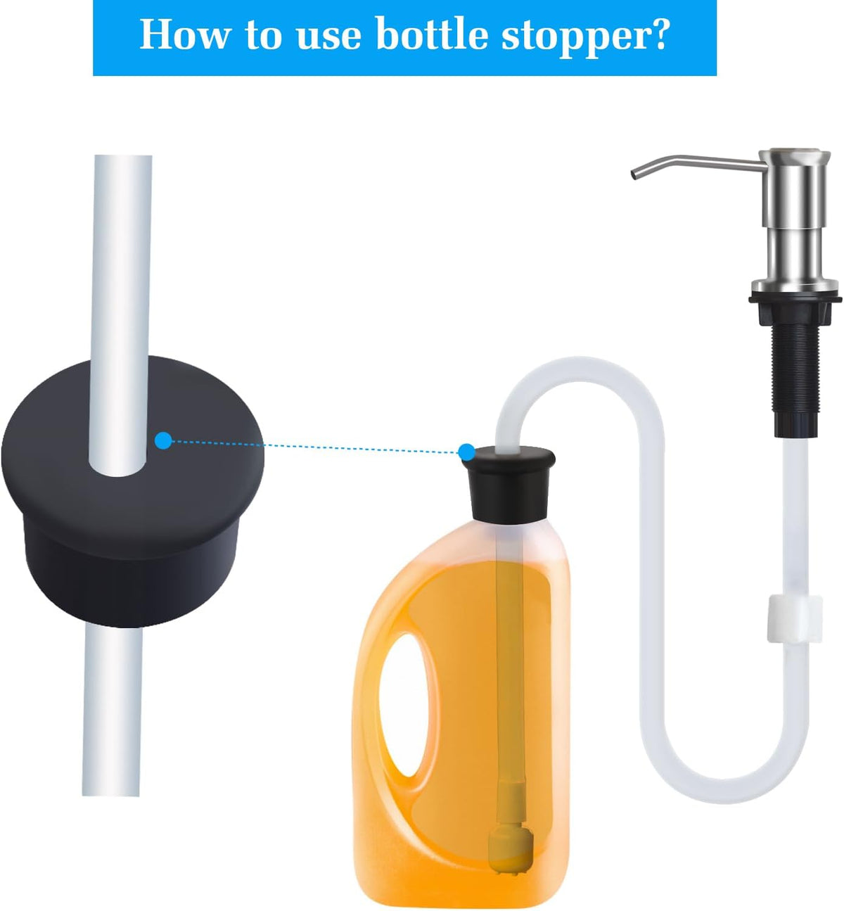 Soap Dispenser Extension Tube kit 47” with Upgraded Check Valve, Silicone Tube, Not Easy to Bend, Fit Most Soap Containers, No Need to Fill The Little Bottle Again White