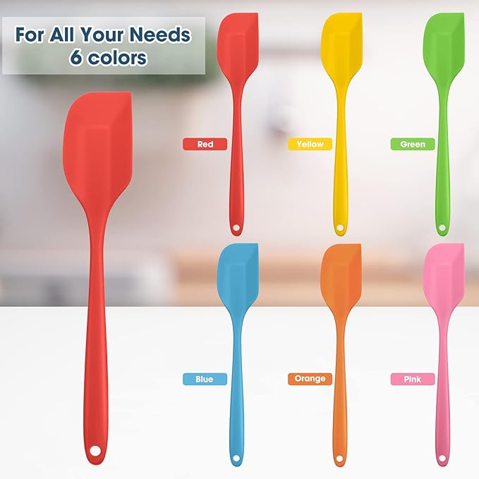 Irenare 24 Pcs Silicone Spatulas 11 Inch Large Rubber Spatulas Heat Resistant Non Stick Flexible Scrapers Baking Mixing Tool Cookware Dishwasher Safe, 6 Colors
