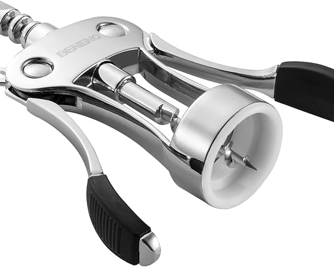 Beneno Wine Opener with Stainless Steel Wine Foil Cutter - Bottle Top Seal Cutter, Zinc Alloy Premium Wing Corkscrew with Multifunctional Bottles Opener, Upgrade