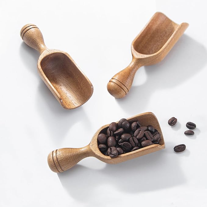 Wooden Scoops for Canisters 3PCS Small Wooden Scoop for Jars Acacia Wood Scoops for Canisters Mini Scoop for Ground Coffee Scoop for Seasoning Bath Salt Laundry Shovel-Multipurpose