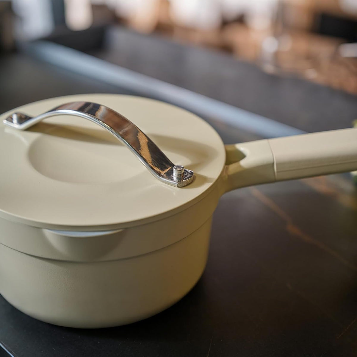 1.6 Quart Sauce Pan with Lid, Non Stick Saucepan Pot for Cooking with Pour Spout and Handle for Stove,Induction,Gas,Non Toxic,PFOA Free