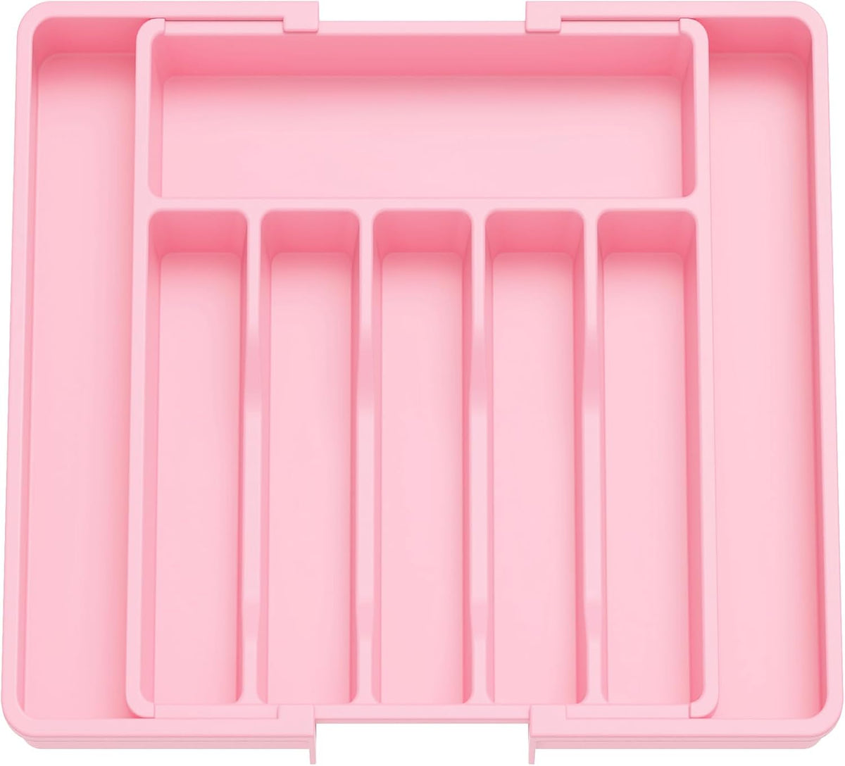 Lifewit Silverware Drawer Organizer, Expandable Utensil Tray for Kitchen, BPA Free Flatware and Cutlery Holder, Adjustable Plastic Storage for Spoons Forks Knives, Large, Pink