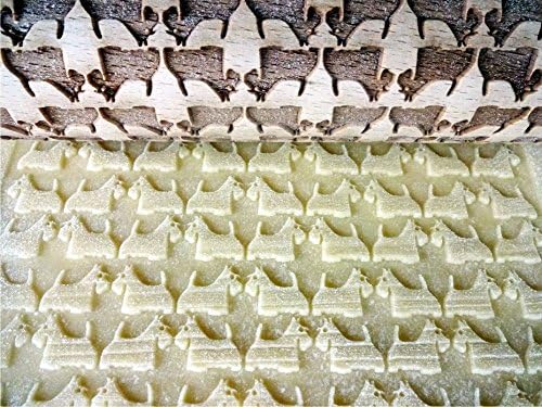 TERRIER PATTERN EMBOSSING ROLLING PIN SCOTTISH TERRIER DOG PATTERN ENGRAVED ROLLING PIN with SCOTTIE for EMBOSSED COOKIES