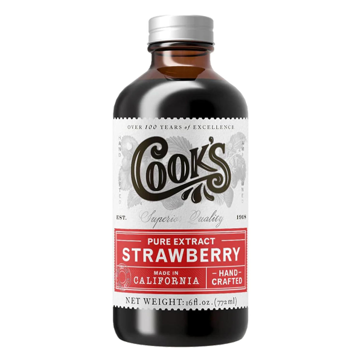 Cook's, Strawberry Extract for Baking, Preserves, Syrup, Cookies, Cakes, 16 oz