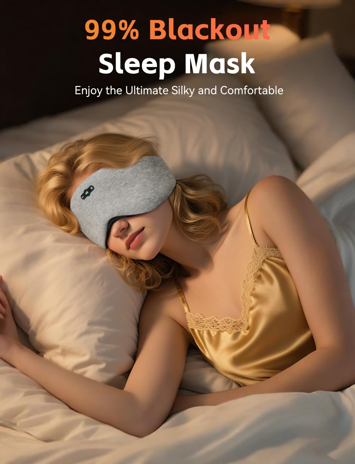 Sleep Headphones Bluetooth 6.0 Sleep Mask for Side Sleepers, 20H Playtime